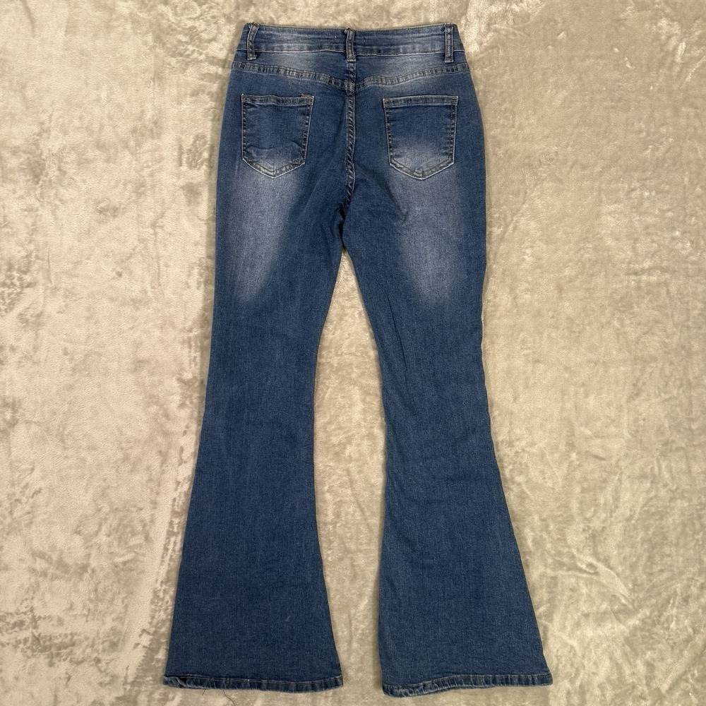 Bamboo Embroidered Bell Bottoms Wide Flare Jeans Sz 9 Blue Soft Denim NWT - Picture 10 of 10